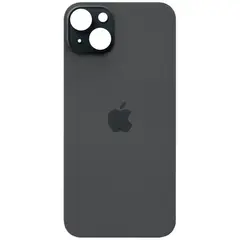 MR1_101944 Задня кришка (скло) для iphone 15 plus чорний (великий виріз під камеру) PRC