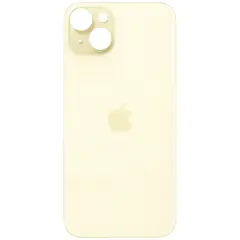 MR1_101948 Задня кришка (скло) для iphone 15 plus жовтий (великий виріз під камеру) PRC