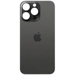 MR1_101950 Задня кришка (скло) для iphone 15 pro max чорний (великий виріз під камеру) PRC
