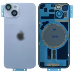 MR1_106886 Задня кришка (скло) для iphone 14 синій (з рамкою) PRC