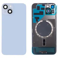MR1_106887 Задня кришка (скло) для iphone 14 plus синій (з рамкою) PRC