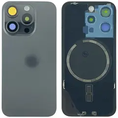 MR1_106900 Задня кришка (скло) для iphone 15 pro чорний titanium (з рамкою) PRC