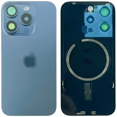 MR1_106901 Задня кришка (скло) для iphone 15 pro синій titanium (з рамкою) PRC