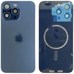 MR1_106902 Задня кришка (скло) для iphone 15 pro max синій titanium (з рамкою) PRC
