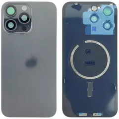 MR1_106917 Задня кришка (скло) для iphone 15 pro max чорний titanium (з рамкою) PRC