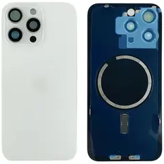 MR1_106918 Задня кришка (скло) для iphone 15 pro max білий titanium (з рамкою) PRC