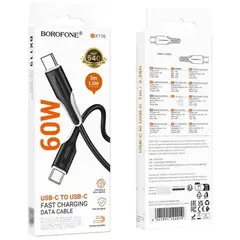 MR1_114523 Кабель type-c -type-c borofone bx119 (60w, 1 m) чорний BOROFONE