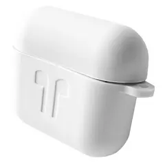 ЧОХОЛ ДЛЯ AIRPODS 3 СИЛІКОНОВИЙ 2MM LOGO 2IN1 (+ КАРАБИН) (ТЕХ. ПАК), БІЛИЙ
