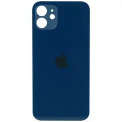 MR1_83885 Задня кришка (скло) для iphone 12 синій (великий виріз під камеру), op PRC