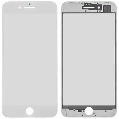MR1_93499 Скло дисплея для переклеювання iphone 8 plus білий у зборі з frame PRC