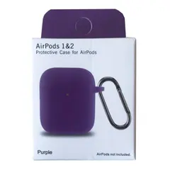 ЧОХОЛ ДЛЯ AIRPODS 1, 2 SILICON SLIM (+ КАРАБИН) NEW BOX ПУРПУРОВИЙ