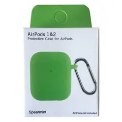 ЧОХОЛ ДЛЯ AIRPODS 1, 2 SILICON SLIM (+ КАРАБИН) NEW BOX SPEARMINT