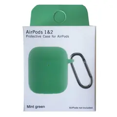 ЧОХОЛ ДЛЯ AIRPODS 1, 2 SILICON SLIM (+ КАРАБИН) NEW BOX MINT ЗЕЛЕНИЙ