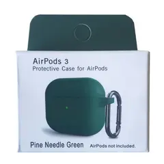 ЧОХОЛ ДЛЯ AIRPODS 3 SILICONE SLIM (+ КАРАБИН) NEW BOX PINE NEEDLE ЗЕЛЕНИЙ