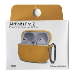ЧОХОЛ ДЛЯ AIRPODS PRO 2 SILICONE SLIM (+ КАРАБИН) NEW BOX ЖОВТИЙ