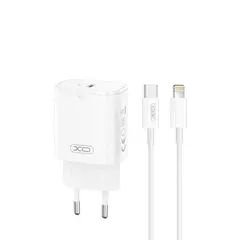 МЕРЕЖЕВИЙ ЗАРЯДНИЙ ПРИСТРІЙ XO L131 PD30W 1TYPE-C FAST CHARGING WITH LIGHTNING CABLE, БІЛИЙ