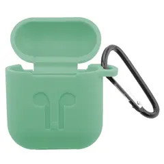 ЧОХОЛ ДЛЯ AIRPODS СИЛІКОНОВИЙ LOGO 2IN1 (+ КАРАБИН) (ТЕХ. ПАК) MINT