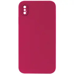 ЧОХОЛ SILICONE CASE FULL CAMERA SQUARE SIDE COPY ДЛЯ IPHONE XS ROSE ЧЕРВОНИЙ