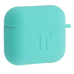ЧОХОЛ ДЛЯ AIRPODS 3 СИЛІКОНОВИЙ 2MM LOGO 2IN1 (+ КАРАБИН) (ТЕХ. ПАК) MINT