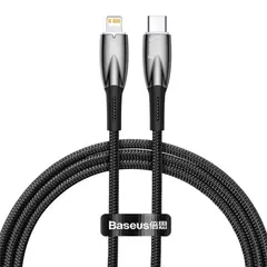 КАБЕЛЬ PD BASEUS GLIMMER SERIES FAST CHARGING DATA CABLE TYPE-C TO LIGHTNING 20W 1M, ЧОРНИЙ CADH000001