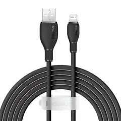 КАБЕЛЬ BASEUS PUDDING SERIES FAST CHARGING CABLE USB-A TO LIGHTNING 2.4A 2M, ЧОРНИЙ P10355700111-01