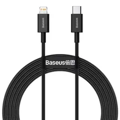 КАБЕЛЬ PD BASEUS SUPERIOR SERIES FAST CHARGING DATA CABLE TYPE-C TO LIGHTNING PD 20W 2M, ЧОРНИЙ CATLYS-C01