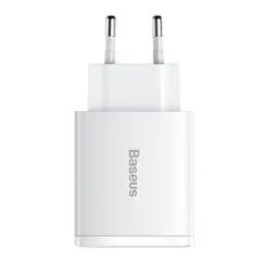 МЕРЕЖЕВИЙ ЗАРЯДНИЙ ПРИСТРІЙ BASEUS COMPACT QUICK CHARGER 2U+C 30W EU, БІЛИЙ CCXJ-E02