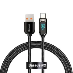КАБЕЛЬ BASEUS DISPLAY FAST CHARGING DATA CABLE USB-A TO TYPE-C 66W 1M, ЧОРНИЙ CASX020001
