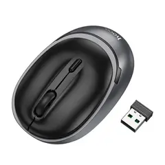 КОМПЮТЕРНА МИШКА HOCO GM34 NUEVO DUAL-MODE BUSINESS WIRELESS MOUSE, ЧОРНИЙ METAL, СІРИЙ