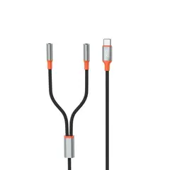 АДАПТЕР XO NB-R269B COUPLE CABLE TYPE-C TO DUAL 3.5 FEMALE ADAPTER 1.2M, ЧОРНИЙ