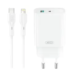 МЕРЕЖЕВИЙ ЗАРЯДНИЙ ПРИСТРІЙ XO CE29 20W 1USB-A+1TYPE-C FAST CHARGER WITH LIGHTNING CABLE (NB-Q231A), БІЛИЙ