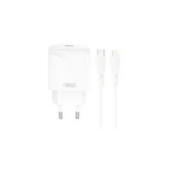 МЕРЕЖЕВИЙ ЗАРЯДНИЙ ПРИСТРІЙ XO L141 20W SINGLE TYPE-C FAST CHARGER WITH LIGHTNING CABLE, БІЛИЙ