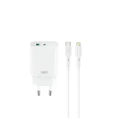 МЕРЕЖЕВИЙ ЗАРЯДНИЙ ПРИСТРІЙ XO CE29 20W 1USB-A+1TYPE-C FAST CHARGER WITH TYPE-C CABLE (NB-Q231A), БІЛИЙ