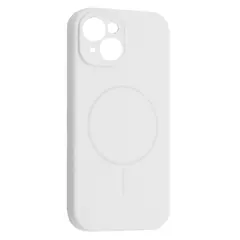 ЧОХОЛ SILICONE CASE FULL CAMERA FINE RING MAGSAFE ДЛЯ IPHONE 15, БІЛИЙ