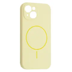 MR4_61860 Чохол silicone case full camera fine ring magsafe для iphone 15 custard 