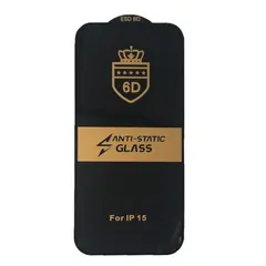 ЗАХИСНЕ СКЛО 6D ANTI-STATIC ДЛЯ IPHONE 15, ЧОРНИЙ (ТЕХ. ПАК)