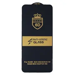 ЗАХИСНЕ СКЛО 6D ANTI-STATIC ДЛЯ SAMSUNG A15, A25, M15, ЧОРНИЙ, (ТЕХ. ПАК)