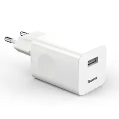 МЕРЕЖЕВИЙ ЗАРЯДНИЙ ПРИСТРІЙ BASEUS CHARGING QUICK CHARGER 1USB, 2A, БІЛИЙ CCALL-BX02