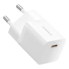 МЕРЕЖЕВИЙ ЗАРЯДНИЙ ПРИСТРІЙ BASEUS GAN5 FAST CHARGER (MINI) 1C 25W EU, БІЛИЙ P10110909213-00