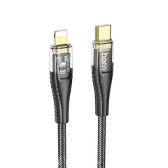 КАБЕЛЬ PD HOCO U121 GOLD STANDARD TRANSPARENT DISCOVERY EDITION IP 1.2M, ЧОРНИЙ