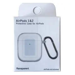 ЧОХОЛ ДЛЯ AIRPODS 1, 2 SILICON SLIM (+ КАРАБИН) NEW BOX TRANSPARENT