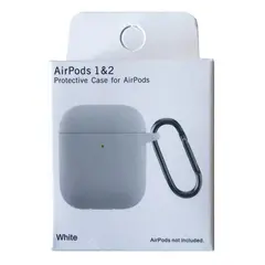 ЧОХОЛ ДЛЯ AIRPODS 1, 2 SILICON SLIM (+ КАРАБИН) NEW BOX, БІЛИЙ