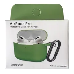 ЧОХОЛ ДЛЯ AIRPODS PRO SILICONE SLIM (+ КАРАБИН) NEW BOX MATCHA ЗЕЛЕНИЙ