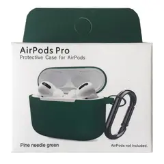 ЧОХОЛ ДЛЯ AIRPODS PRO SILICONE SLIM (+ КАРАБИН) NEW BOX PINE NEDLE ЗЕЛЕНИЙ