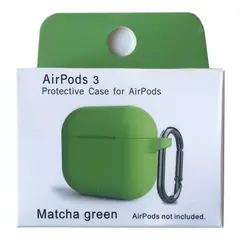 ЧОХОЛ ДЛЯ AIRPODS 3 SILICONE SLIM (+ КАРАБИН) NEW BOX MATCHA ЗЕЛЕНИЙ