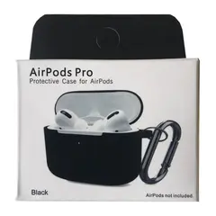 ЧОХОЛ ДЛЯ AIRPODS PRO SILICONE SLIM (+ КАРАБИН) NEW BOX, ЧОРНИЙ