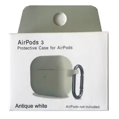 ЧОХОЛ ДЛЯ AIRPODS 3 SILICONE SLIM (+ КАРАБИН) NEW BOX ANTIQUE, БІЛИЙ