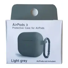 ЧОХОЛ ДЛЯ AIRPODS 3 SILICONE SLIM (+ КАРАБИН) NEW BOX LIGHT, СІРИЙ