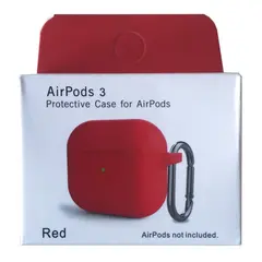 ЧОХОЛ ДЛЯ AIRPODS 3 SILICONE SLIM (+ КАРАБИН) NEW BOX ЧЕРВОНИЙ