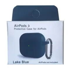 ЧОХОЛ ДЛЯ AIRPODS 3 SILICONE SLIM (+ КАРАБИН) NEW BOX LAKE СИНІЙ